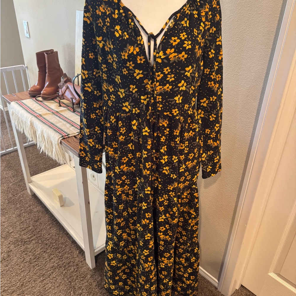 Free People Black Floral Long Sleeve Dress - Picture 7 of 12